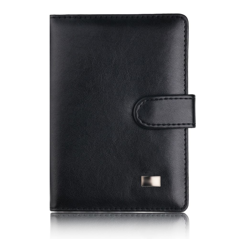 TRASSORY multifonctionnel voyage porte-passeport portefeuille hommes femmes luxe en cuir housse pour passeport avec boucle: Black