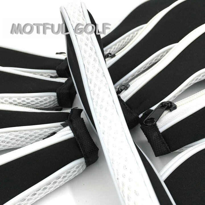 Zipper Golf Iron Headcover irons set Head Cover with zip 10pcs/set White color number printed