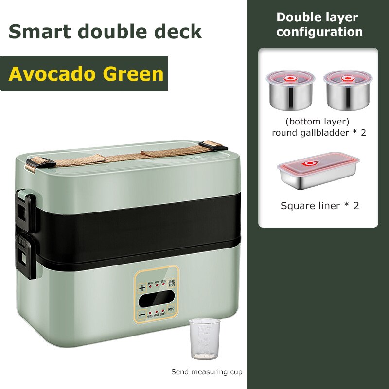 Electric Microwave Heating Lunch Box Food Storage Container for Student Office Worker Double-layer Insulation Lunch Container: Double Layer green / US