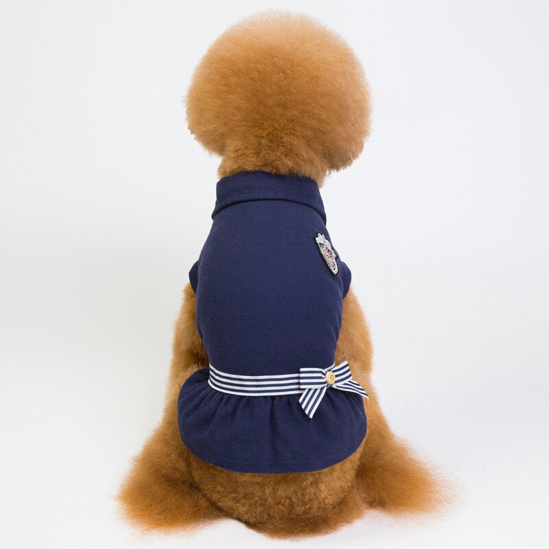 Huisdier Kleding Revers Marine Outfit Hond Kleding Mode Boog Teddy Hond Kleren: Black / S