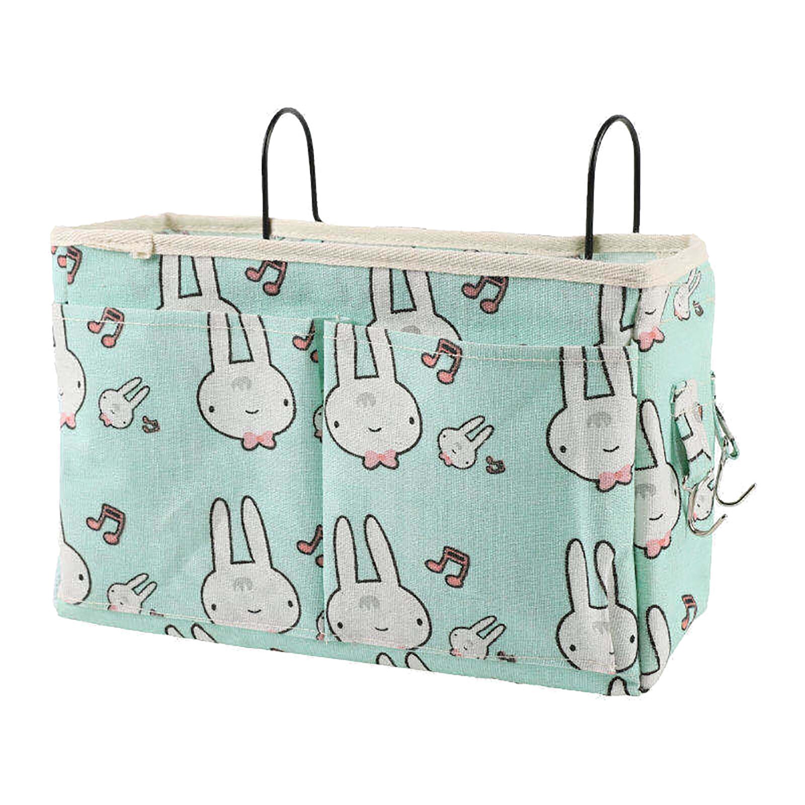 Bed Organizer Couch Hanging Bag Bedside Hanging Bag with Iron hook Fabric Bedside Storage Bag Pockets Gadget Storage Holder Book