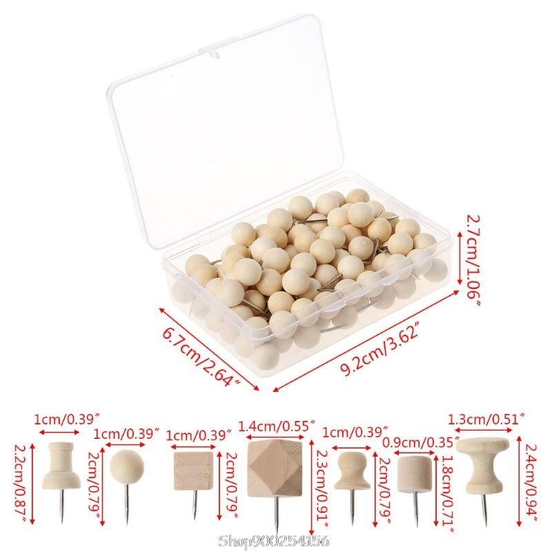 Wooden Thumbtack Board Pins Pushpins Drawing Photo Wall Studs Nail Office School Supplies O01 20