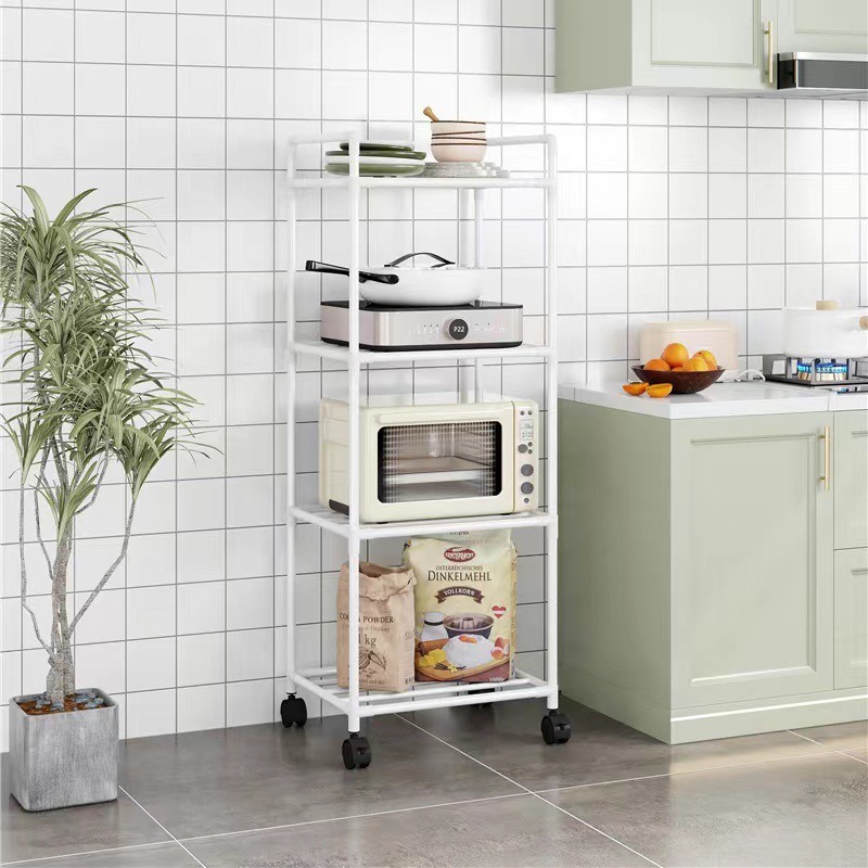Kitchen multi-layer floor storage rack Household movable storage rack against the wall storage steel frame