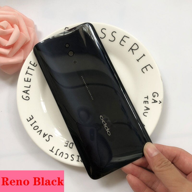 100%  originalt glas batteridæksel til oppo reno / reno 10x zoom / reno z baghus bagcover glas batteri dør sag: Reno sort