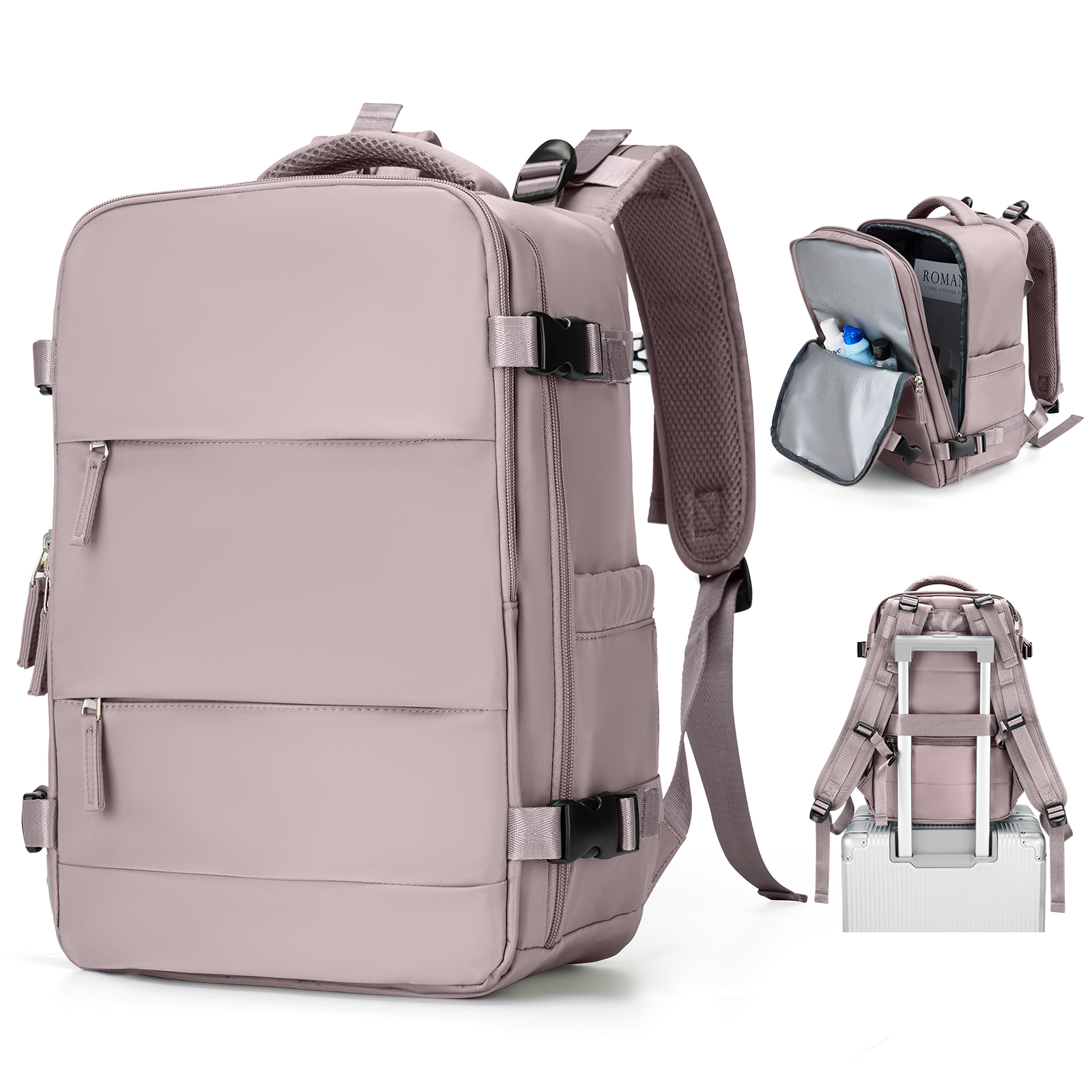 Reisrugzak Korte afstand Vliegtuig Ryanair Cabin Bag 40x20x25 Rugzak Dames Heren vrije tijd School Laptoptas Handbagage: 16 inches / Roze