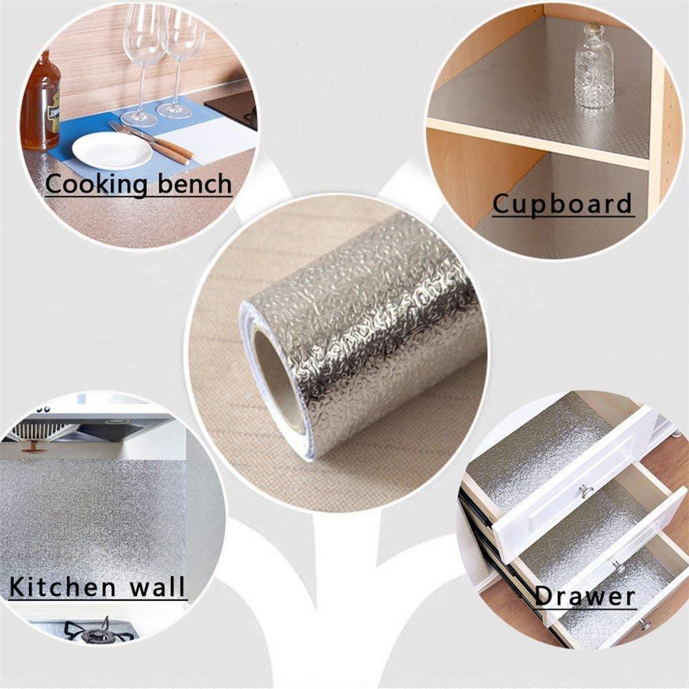 Aluminum Foil Kitchen Wall Sticker Premium Aluminum Foil Wall Paper Self-Adhesive Backsplash Heat Kitchen Wallpaper H5
