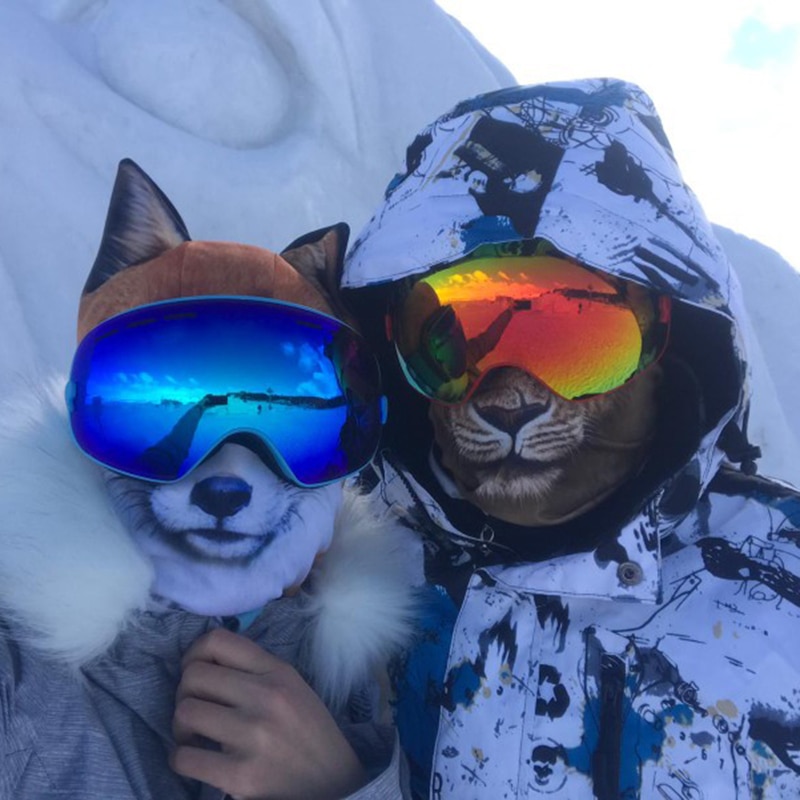 LOCLE Antibeschlag-Skibrille, UV400, Skibrille, doppellagig, zum Skifahren, Snowboarden, Schneebrille, Skibrille mit einer aufhellenden Linse