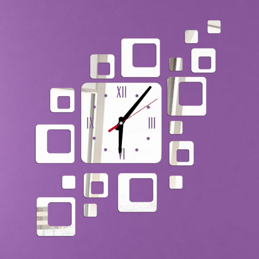 Horloge murale dorée miroir carré, moderne, autocollant mural de montre, meilleur prix, meilleure