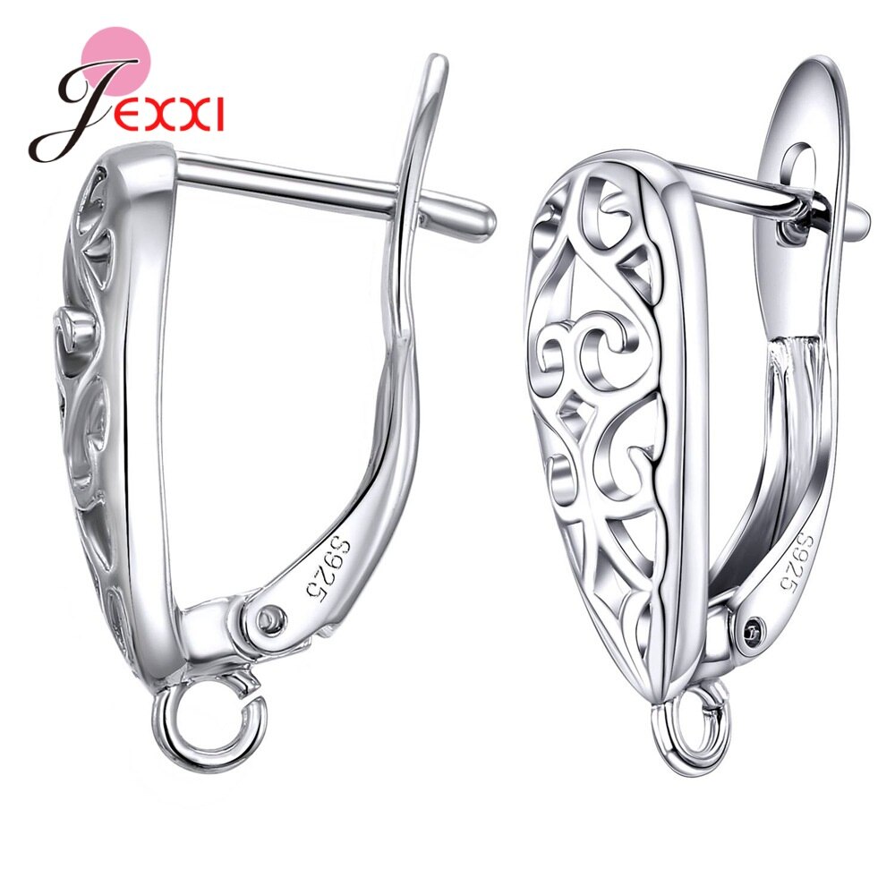 Pendientes de plata de ley 925 auténtica para mujer y niña, accesorios de joyería DIY, componente de joyería