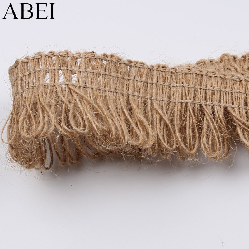 10 Yards 3 cm Hanf Quaste Fringe Spitze Trimmt Sackleinen Band Jute Handwerk DIY Nähen Handwerk Leinen Material