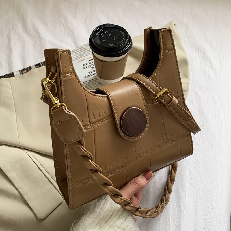 Steenpatroon pu leren schoudertassen voor dames wintertrend dames handtassen dames trending crossbody handtas