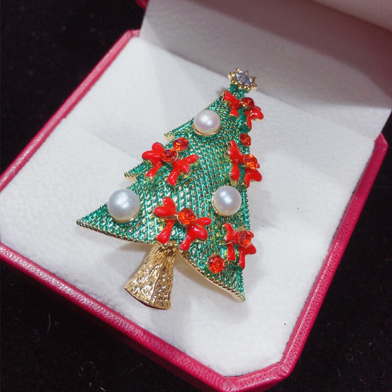 SHDIYAYUN Parel Broche Kerstboom Broche Voor Vrouwen Gold Broche Pins Natuurlijke Zoetwater Parel Sieraden Decoratie