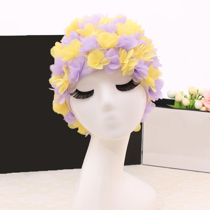 Swim Pool Swimming Cap Hat Free size for Women Petals Bathing Cap: Color9