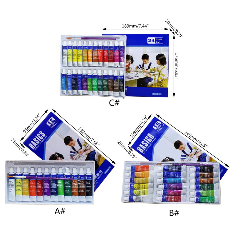 12/18/24 Kleuren 5Ml Tube Aquarel Verf Set Art Schilderij Tekening Tools Voor Kid