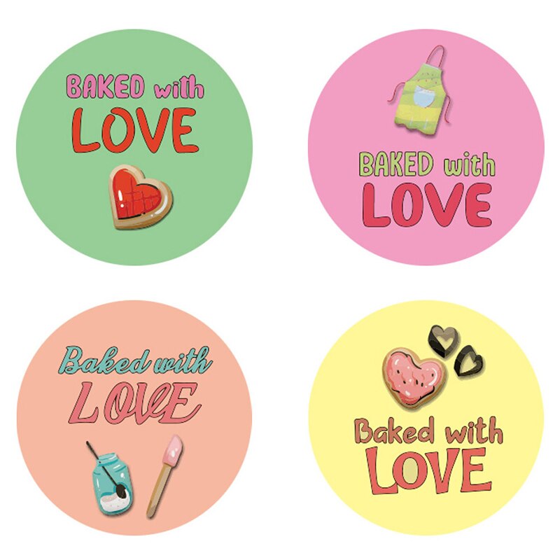 500 Pcs Baked Sticker Seal Labels Round Pink Green Yellow Labels Baking 25mm For Package Decoration Handmade Stickers