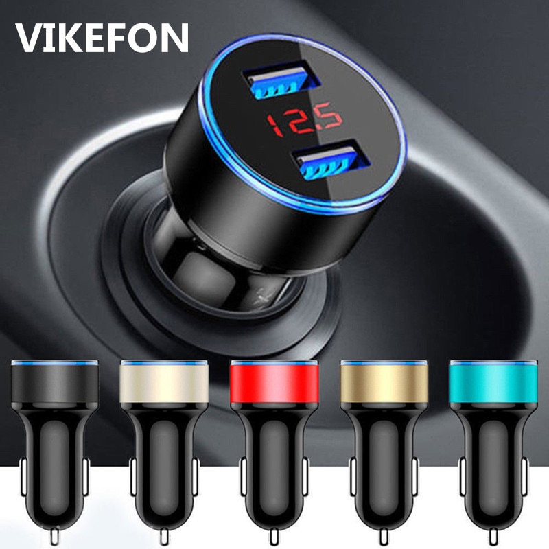 VIKEFON 3.1A Mini USB Auto Ladegerät Für Handy Tablet GPS Schnelle Ladegerät Auto-Ladegerät Dual USB Auto Telefon ladegerät Adapter in Auto