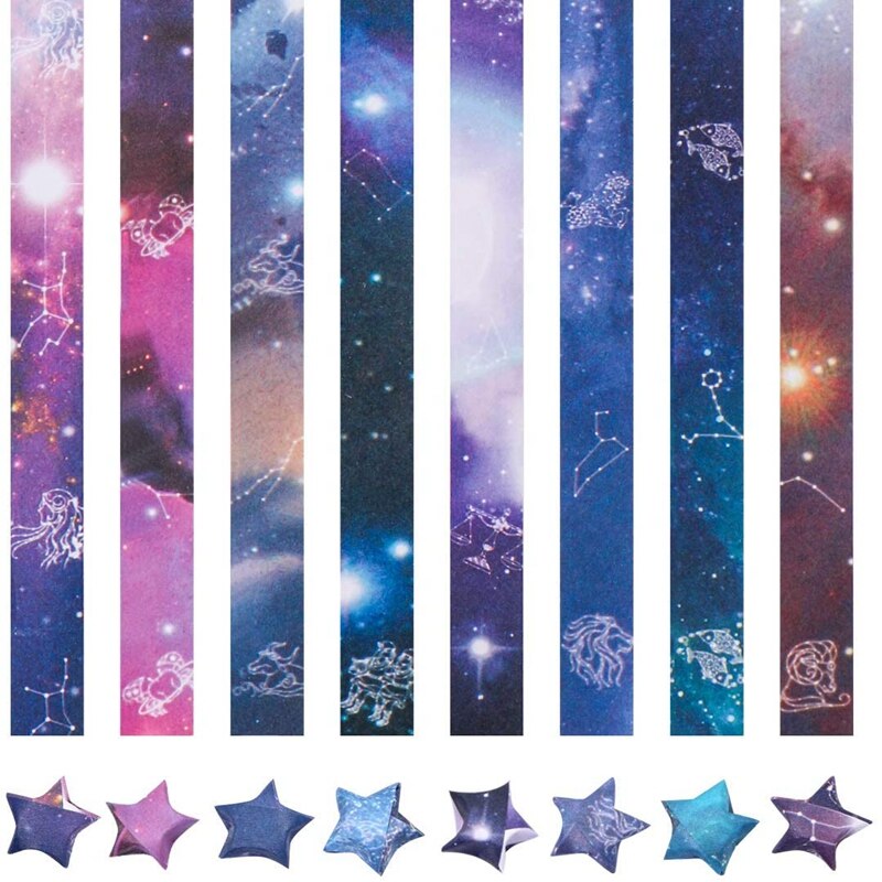 540 Sheets Origami Stars Paper Twelve Constellations DIY Outer Space Sky Origami Lucky Star Folding Origami Star Paper Strips