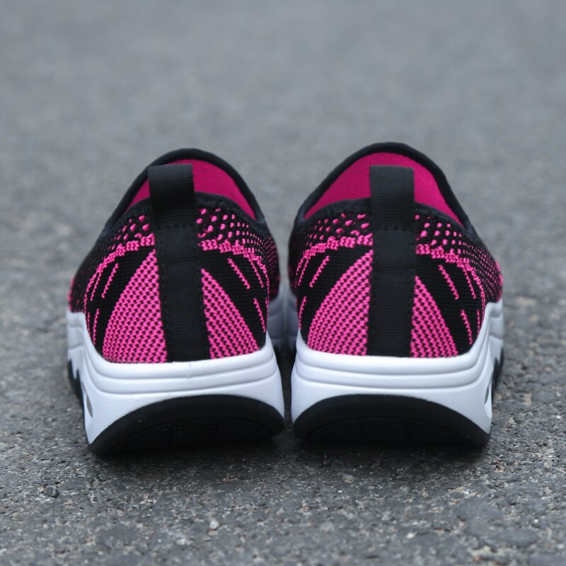 Spring Women Slimming Shoes Slip On Breathable Mesh Sneakers Outdoor Wedge Height Increasing Female Toning Swing Sneakers
