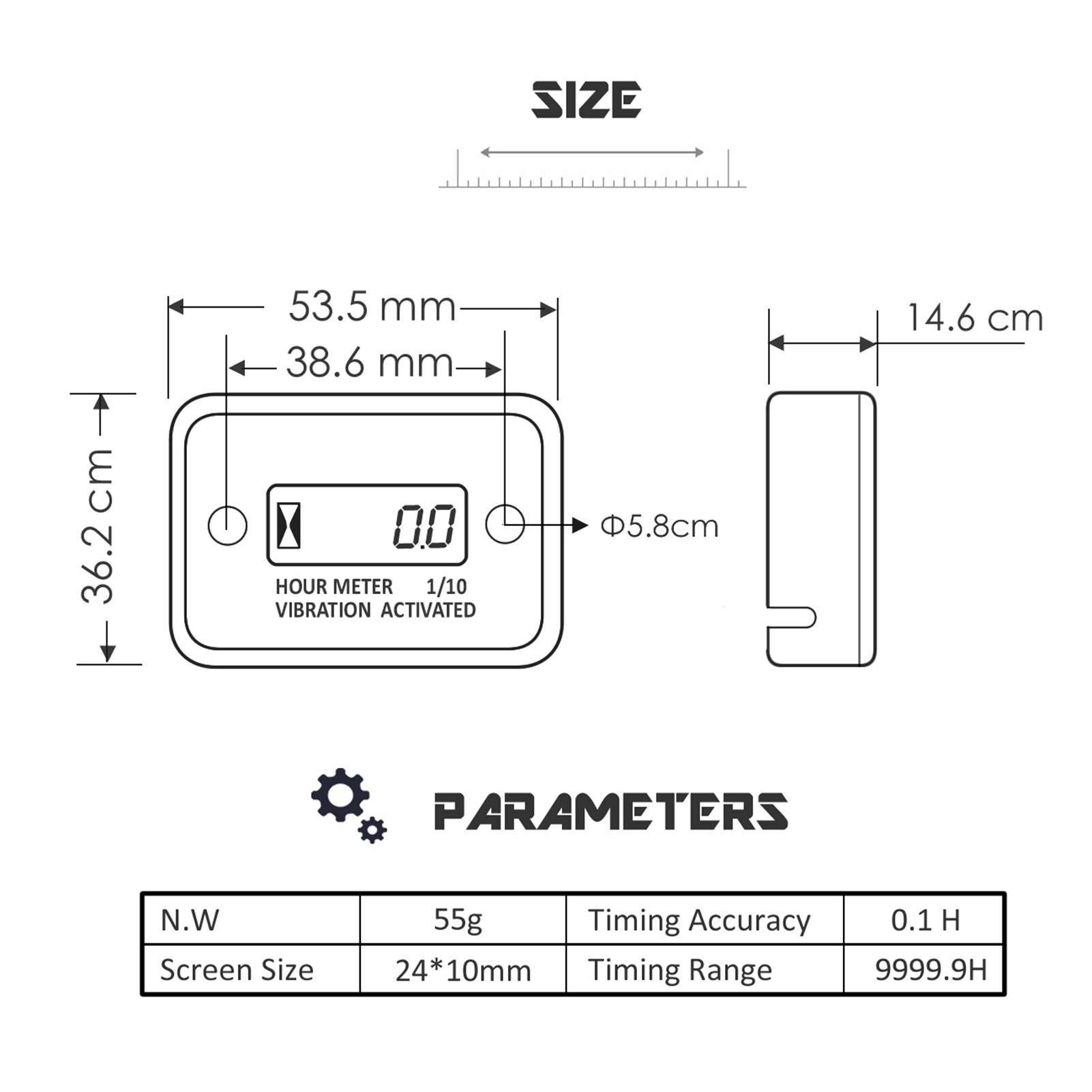 Digital Vibration Hour Meter Gauge Wireless for Vibrating Machine Motorcycle ATV Boat Marine Digital Hour Meter Car Accessories