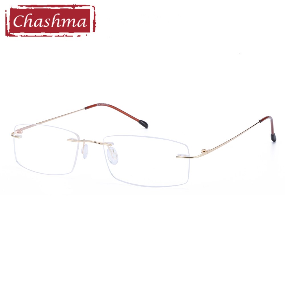 Chashma Brand Rimless Titanium Alloy Ultra Light Weight Myopia Glasses Frame Optical Eye Glasses For Men Frameless Eyewear 2 G: Gold