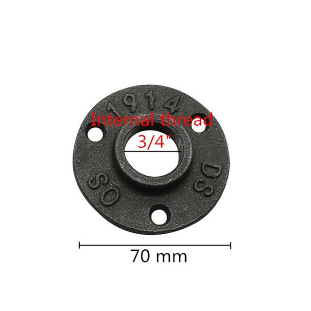 1PC 1/2" 3/4" 1" Decorative Flange Black Iron Flange Pipe Floor Fitting Wall Mount Three Bolt Holes BSP Thread For Home Hardware: 3 4 inch