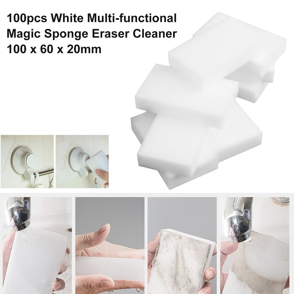 Sponge Kitchen Clean 100pcs White Multi-functional Magic Sponge Eraser Cleaner 100 x 60 x 20mm
