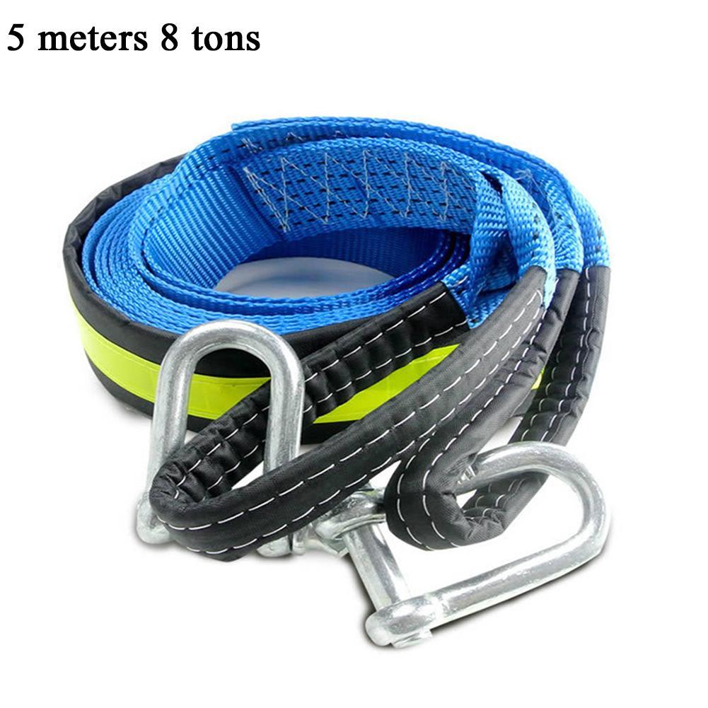 5M 8 Tons Winch Tow Cable Tow Strap Car Towing Rope With Hooks For Heavy Duty Car Emergency Off Road Emergency Tow Rope