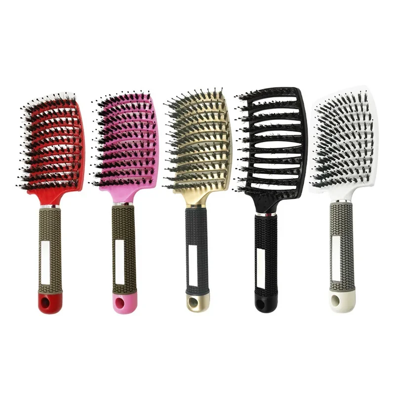 Cepillo para el cabello, cepillo para desenredar, cerdas y nailon, pelo rizado húmedo para mujer, peine para masaje del cuero cabelludo, herramientas de estilismo para salón de peluquería