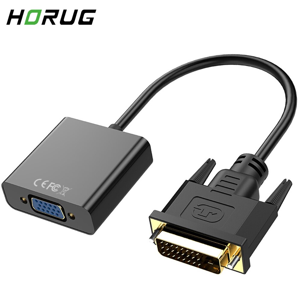 Full hd dvi-d til vga adapter 24+1 for pc datamaskin hdtv monitor projektor skjerm 1080p 25 pins  to 15 pins kabel omformer adapter