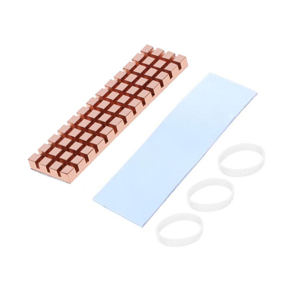 Dissipateur thermique pour PC portable SSD, accessoire de radiateur en cuivre pur pour M.2 2280 PCI-E NVME avec coussin thermique: 2mm