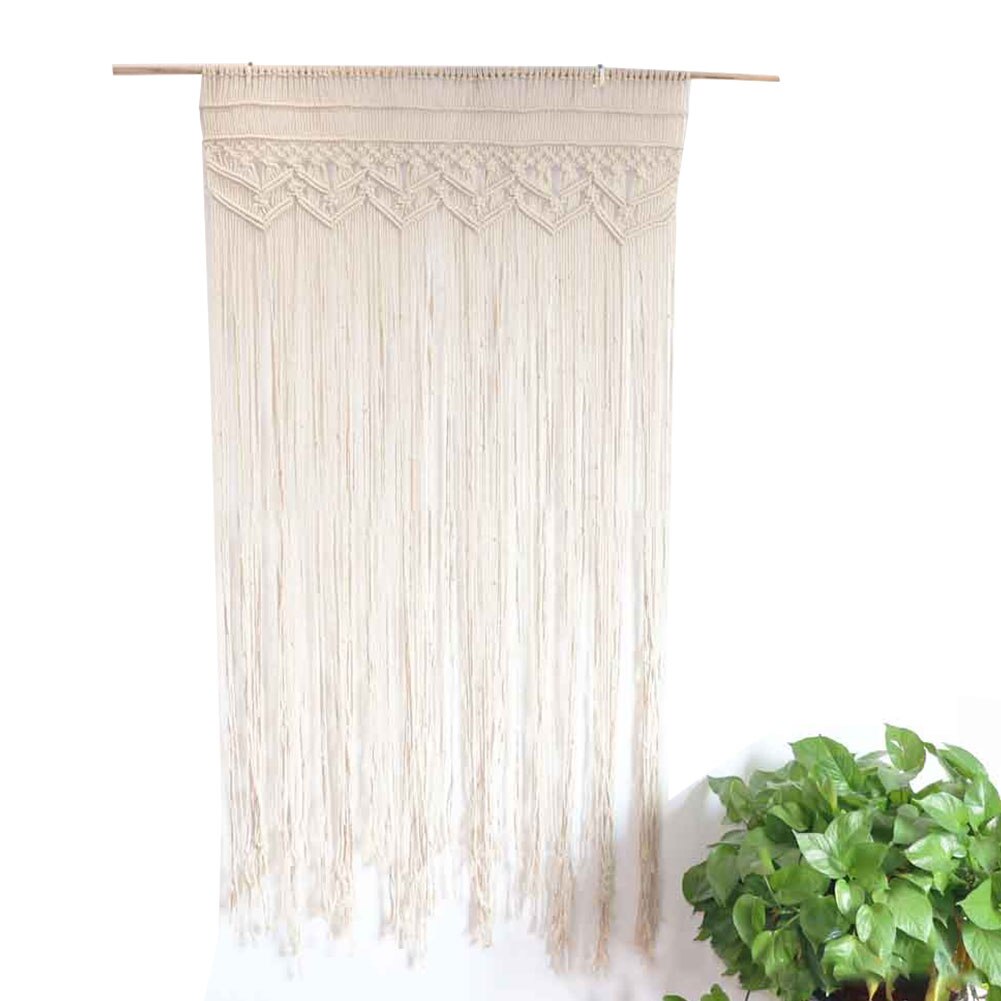 Cortina de mezcla de algodón para decoración del hogar, tejido grande de macramé, tapiz colgante de pared, telón de fondo para galería de dormitorio de boda, 95x180cm