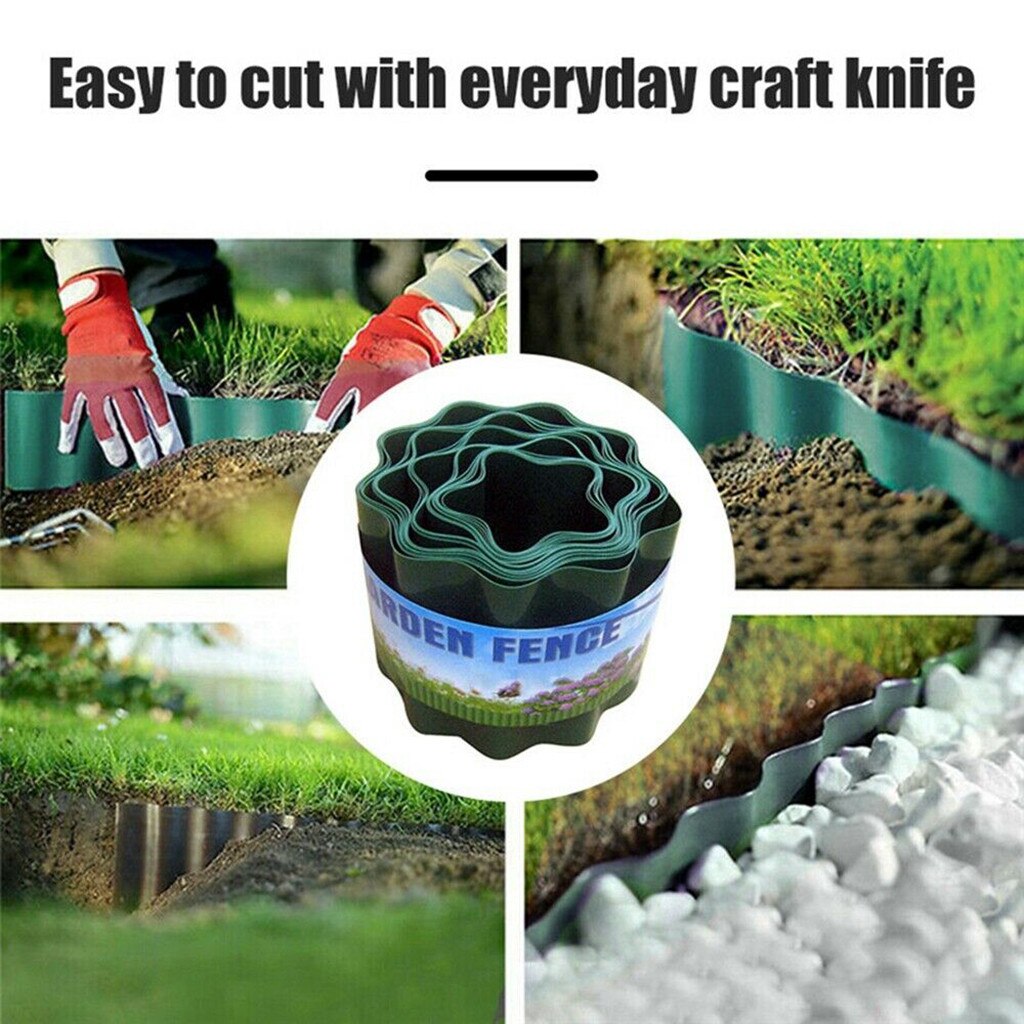 Über 9m Lange 10/15/20CM Höer Kunststoff Rasen Grenze Zaun Garten Gras Rand Grenze Zaun Zauberstab Rolle Welligkeit bilden dauerhaft Garten