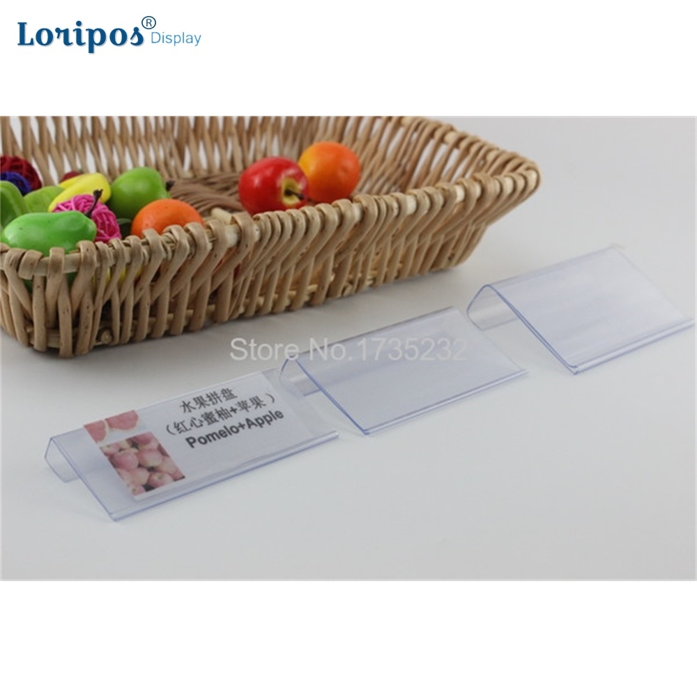 Clear Plastic Label Houders Teken Display Houder Draad Plank Prijs Kaart Transparante Clip Op Data Strip Voor Opbergbakken Mand