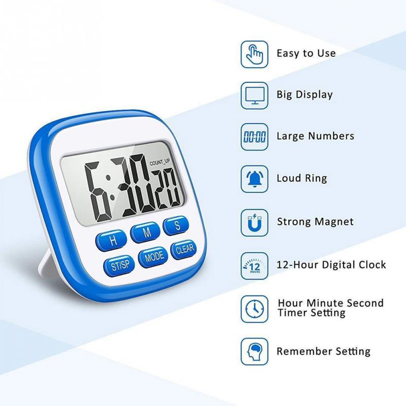 1pc Loud Sound Timer Tools Stopwatch Clock Alarm Timing Count Down Kitchen LCD