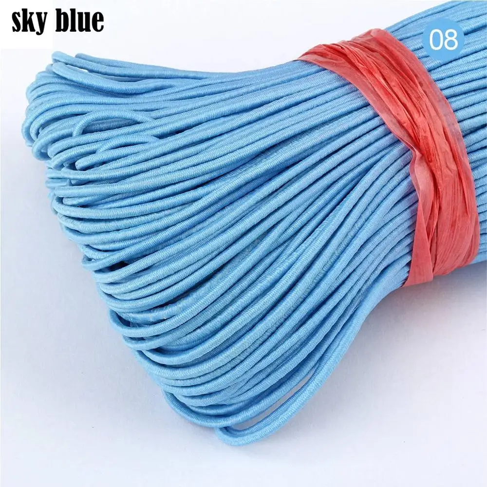 1,5 mm kleurrijke hoog-elastische ronde elastische band ronde elastische touw rubberen band elastische spandex band trim DIY naaien accessoires: Black Nickel / 1.5m