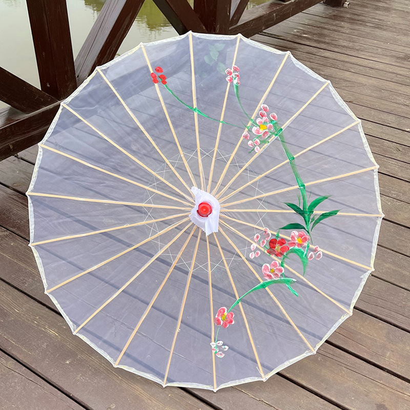 Transparent Silk Umbrella Dance Craft Umbrella Photography Decoration Ceiling Ancient Costume Prop Umbrella Women Hanfu Cosplay: WHITE
