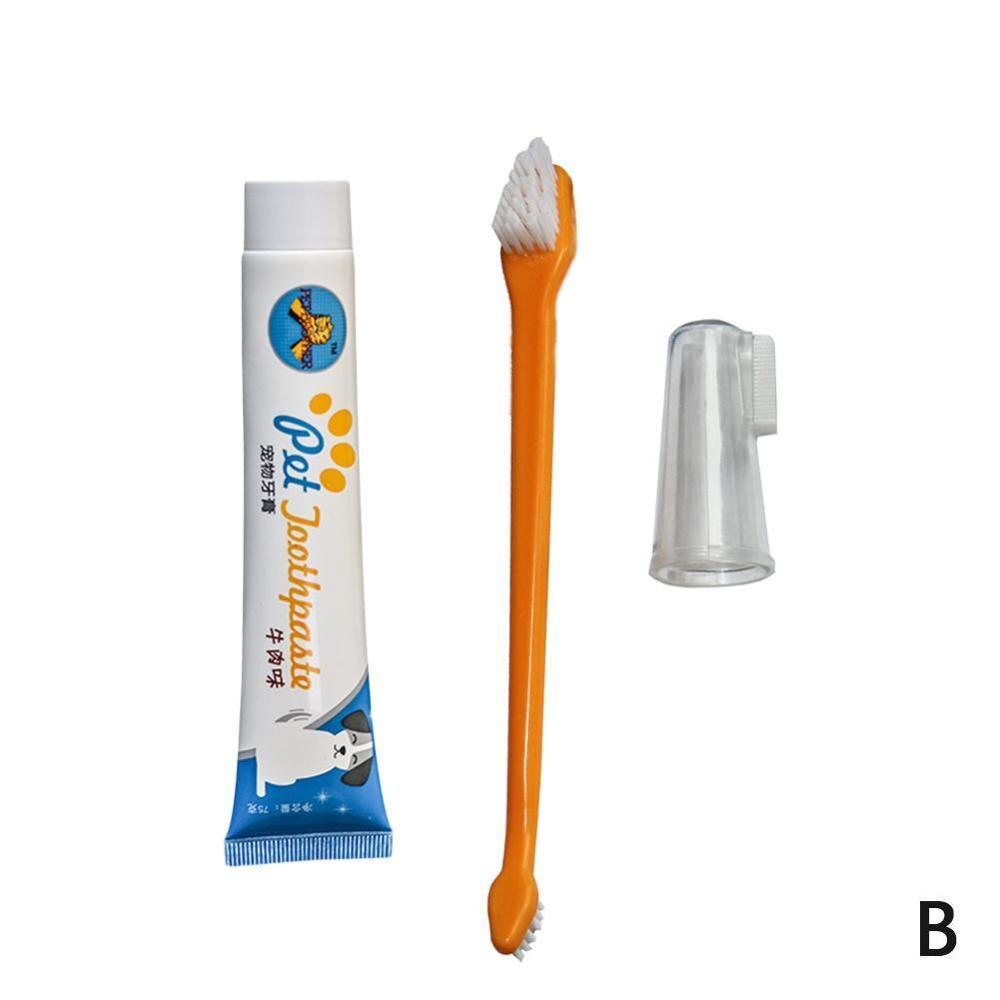 Dentifrice comestible pour chien et chat, accessoire de nettoyage et goût vanille de bœuf et animaux domestiques, 2 accessoires et dents, V4Q2: B