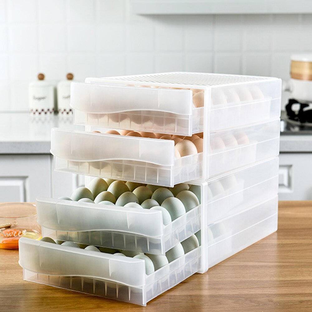 30/60 Cavity Egg Storage Case Plastic Box Kitchen Refrigerator Crisper Container