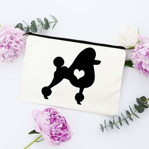 Fun Liefde Hond Afdrukken Cosmetische Zakken Make Pouch Canvas Herbruikbare Purse Beauty Bag Organizer Toilettas Tassen Eco Wassen Pouch