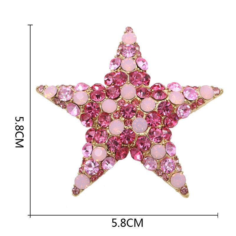 Trendy Stil Kristall Strass Stern Form Brosche Pins Für Frauen in Rosa und Blau Farben