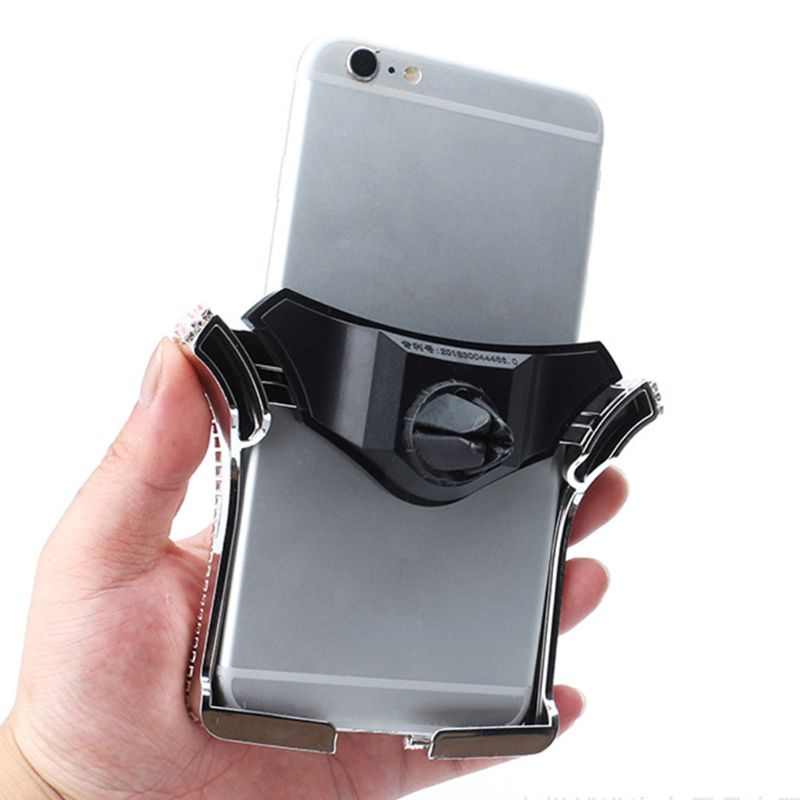 Universele Auto Air Vent Mount Clip U-Vorm Telefoon Houder Bracket Met Shiny Crystal Rhinestone Telescopische Gesp Interieur Decor