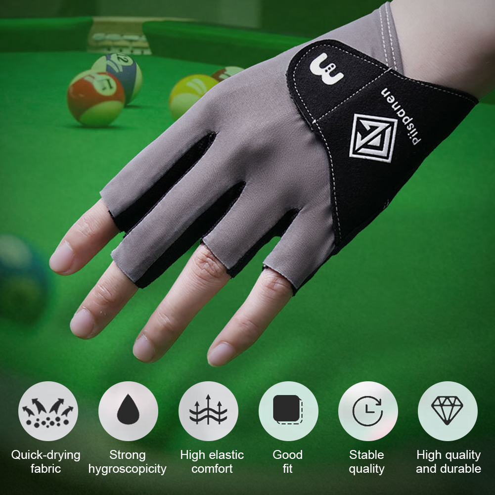 1Pcs Billiard Glove Open 3 Fingers Sports Gloves Billiard Left Hands Anti-Slip Breathable Perspire Women Men Unisex