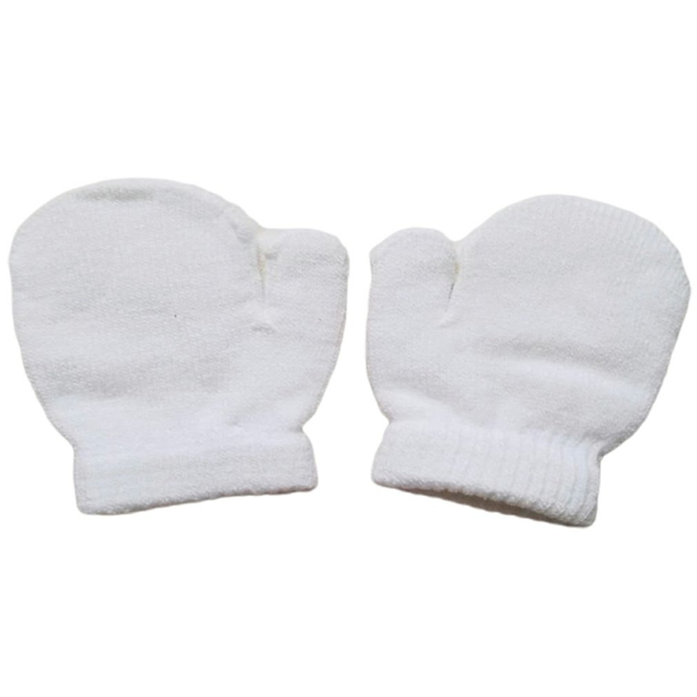 Guantes de invierno para niños, mitones de punto para recién nacidos, Niña y niño pequeño, guantes de invierno sólidos: Blanco