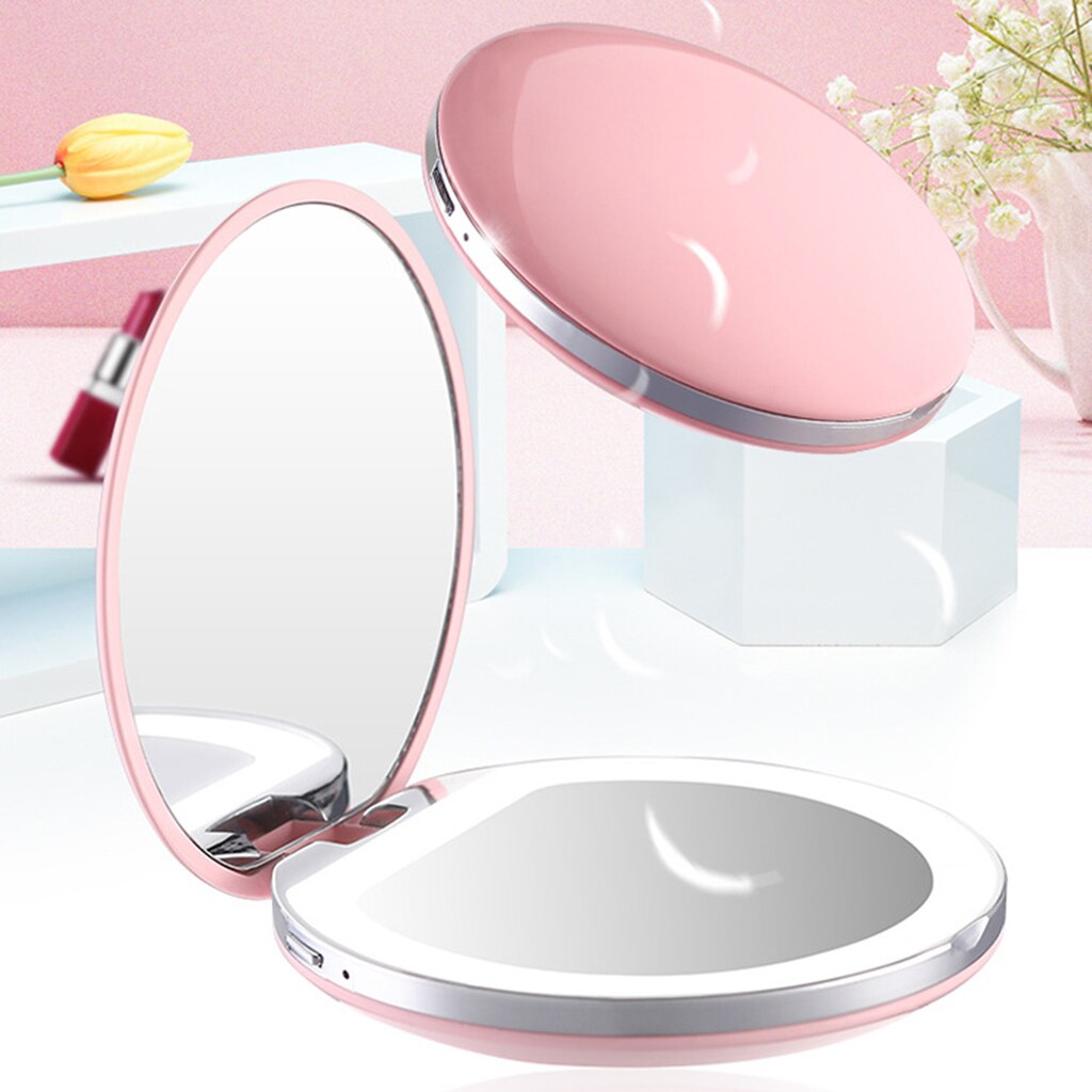 Draagbare Pocket Spiegel 3X Vergrootglas Compacte Led Make-Up Spiegel 2-Zijdig Reizen Spiegel Voor Vrouwen Meisje Zak Pocket