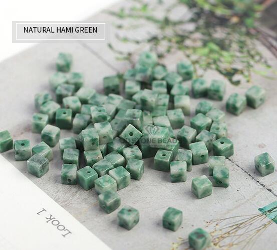 Natural mixed stone square beads with hole YELLOW TURQUIOSE YELLOW JADE square beads for accessory JD stone beads: HAMI GREEN  SQUARE / 6X6mm  60pcs