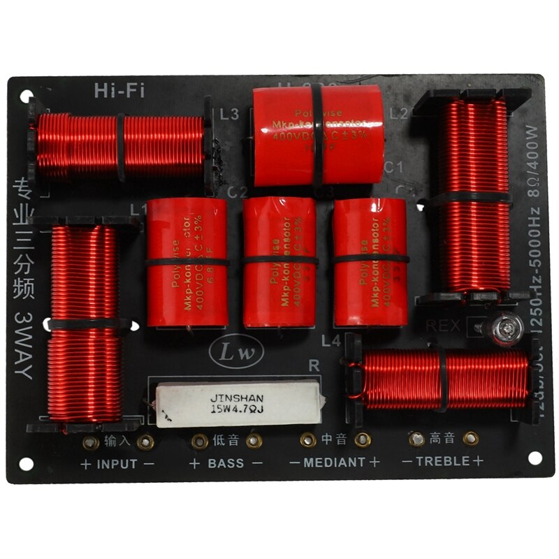 400W 3 Way Crossover Hifi Tweeter Midange Woofer Speaker Crossover 1250H/5000HZ with High-Pitched Protection 1PC: Default Title