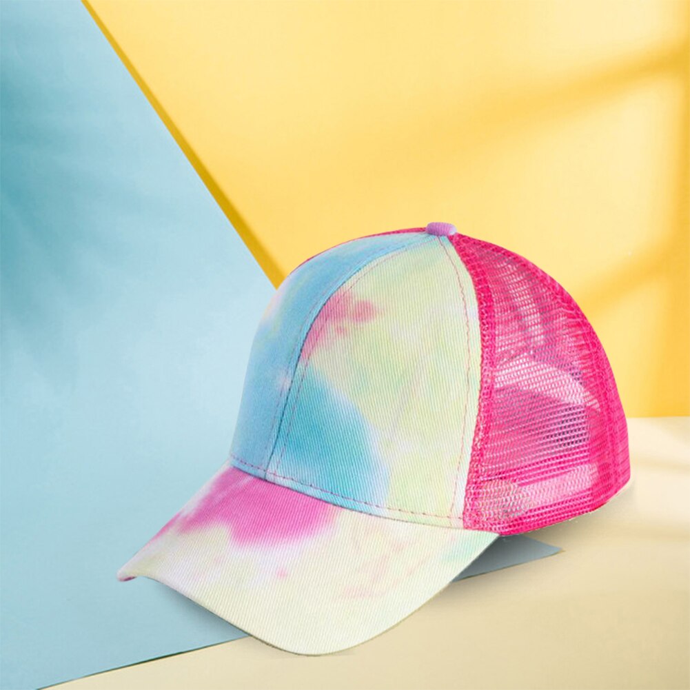 Tie Geverfd Paardenstaart Baseball Cap Mesh Ponycap Snapback Vrouwen Mannen Verstelbare Zomer Outdoor Fietsen Sport Casual Zonneklep Hoed