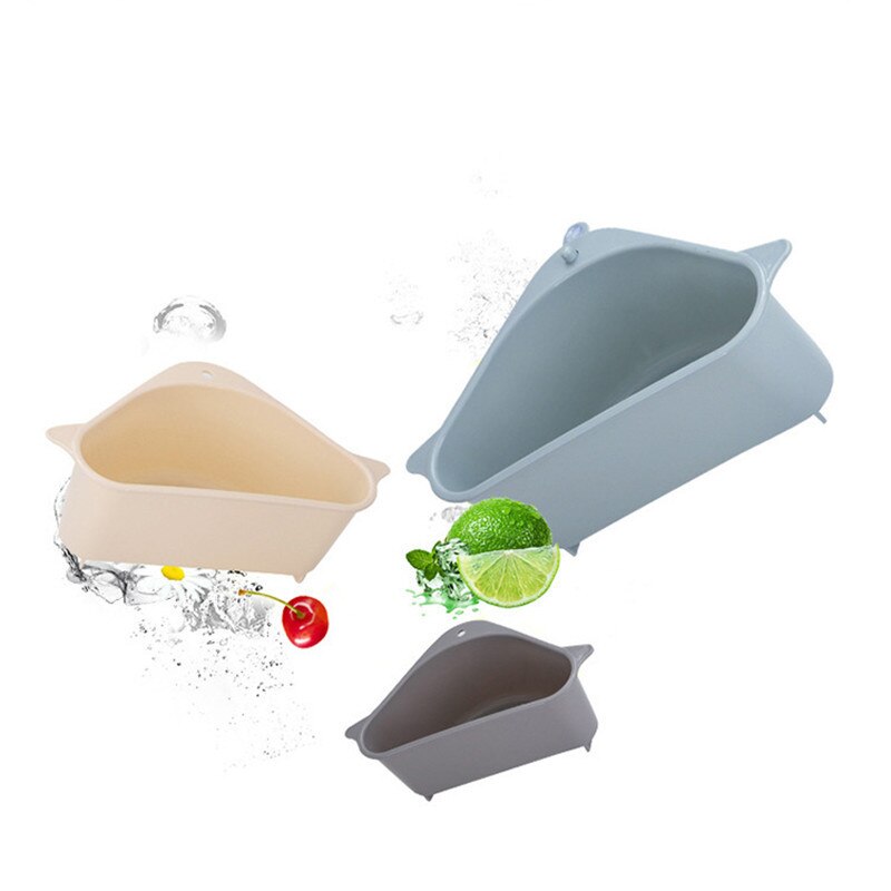Køkken tilbehør trekantet vask sil filter afløb frugt grøntsags filter kurv sugekop rack opbevaring køkken gadgets værktøj