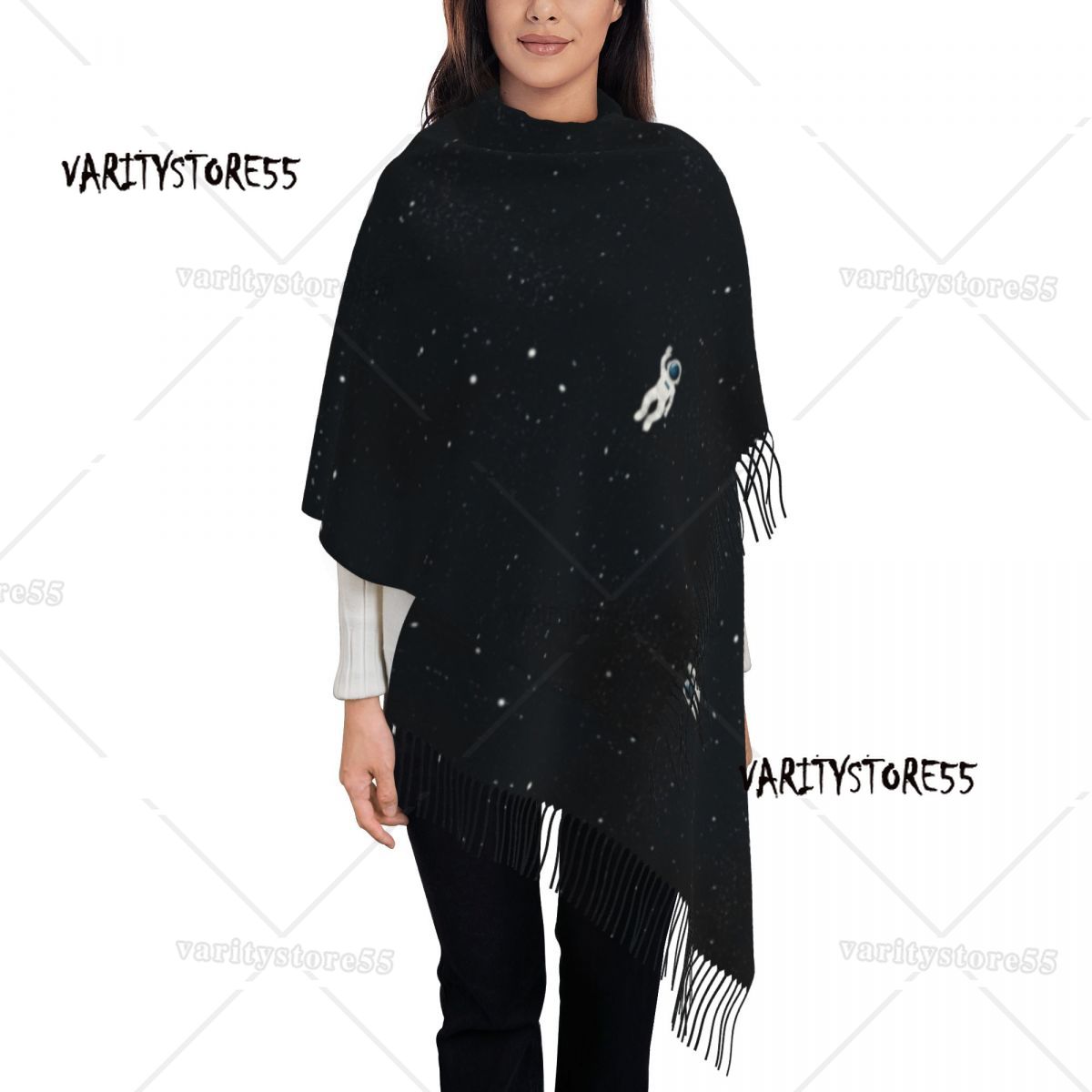 Brugerdefineret galakse stjernehimmel rum astronaut kvasttørklæde kvinder blødt sjal wrap dame vintertørklæder: Lavendel