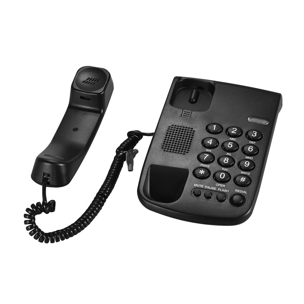 Portable Corded Telephone Phone Pause/ Redial/ Flash/ Mute Mechanical Lock Wall Mountable Base Handset for House Home Office